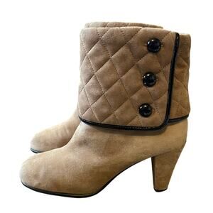 Aerosoles Womans 7 Quilted Suede Ankle Boots COMFORT Shoes Foldover Tan Black